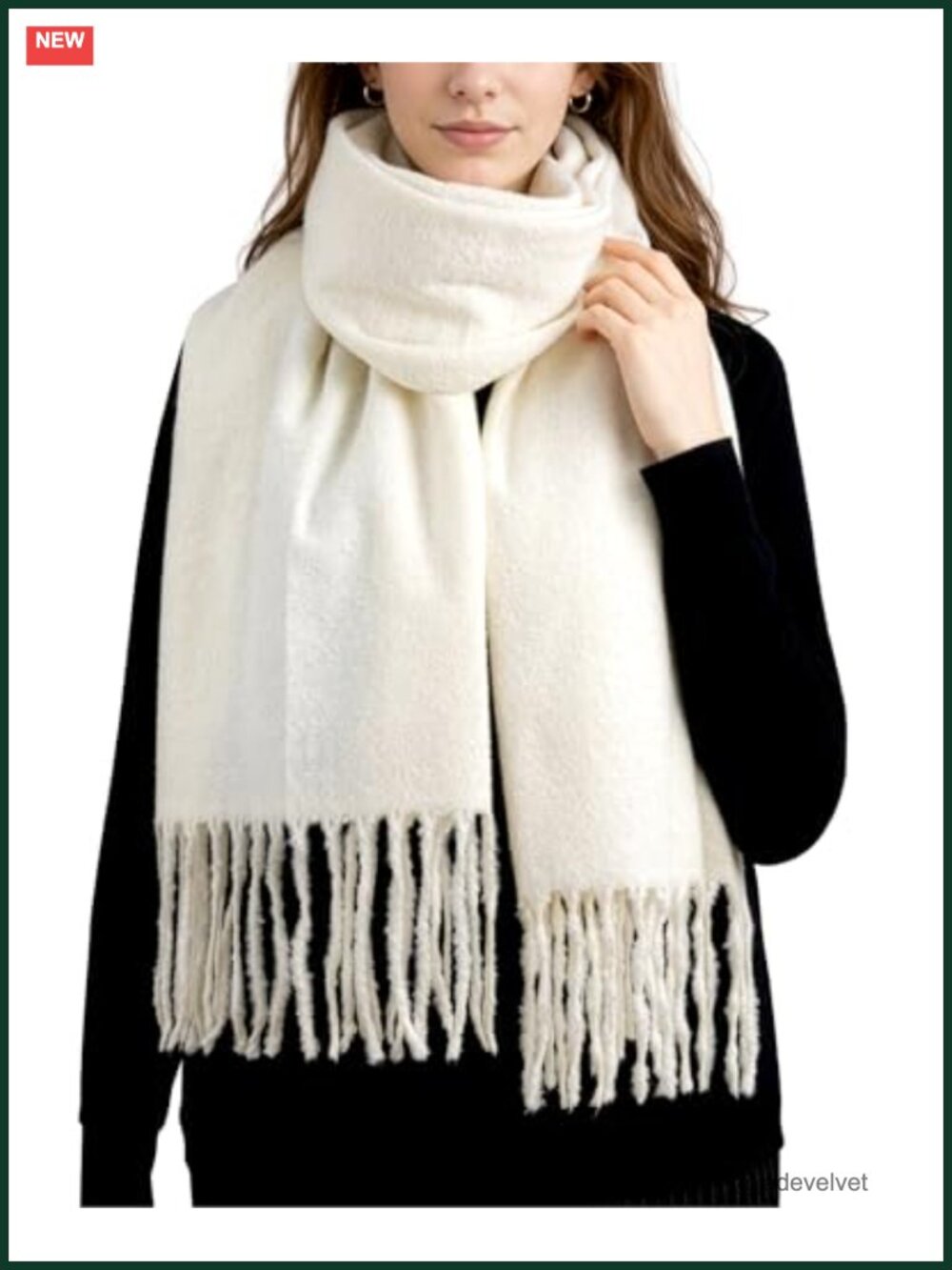 70% Viscose 30% Acrylic Cashmere-Feel Winter Scarf Shawl Wrap with Fringe
